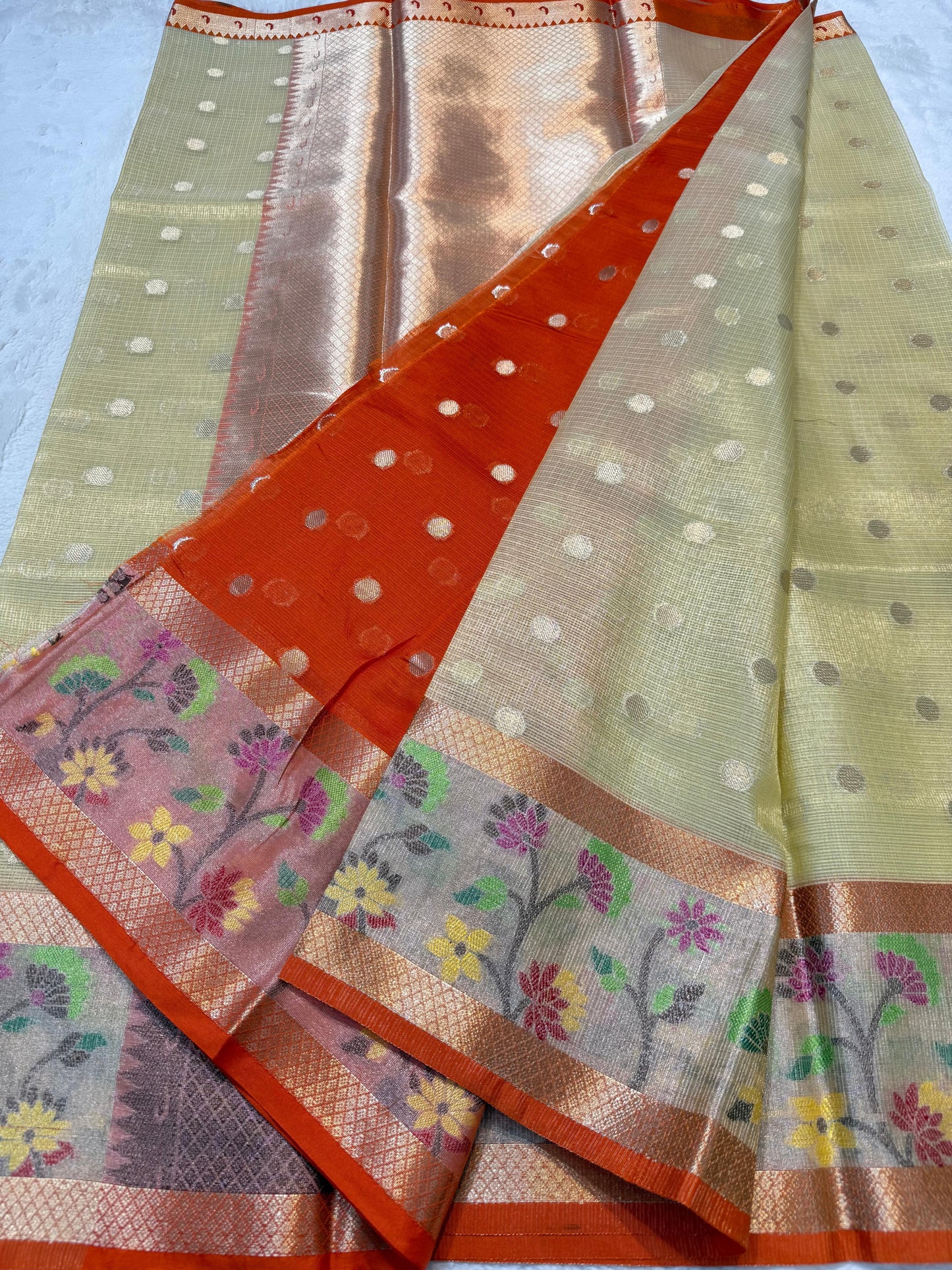 Gold Tissue Kota Pathni Border Premium Banarasi Saree