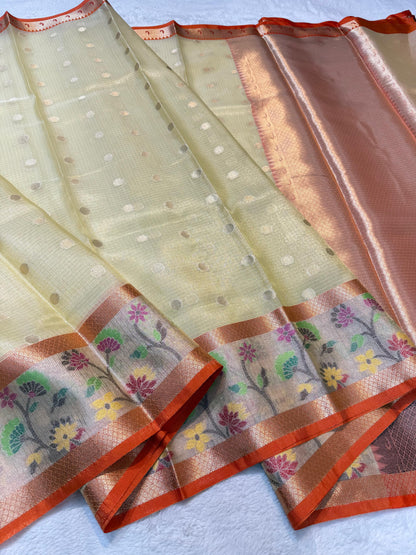 Gold Tissue Kota Pathni Border Premium Banarasi Saree