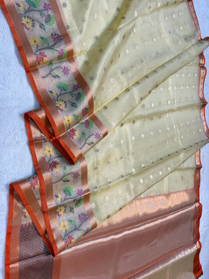 Gold Tissue Kota Pathni Border Premium Banarasi Saree