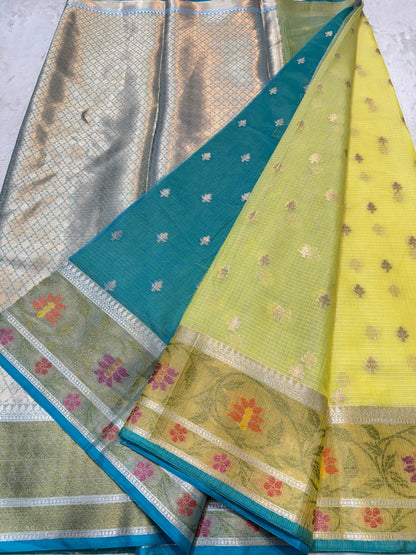 Gold Cotton Kota Pathni Border Premium Banarasi Saree