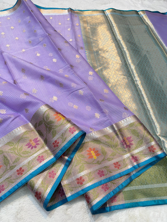 Lovender Cotton Kota Pathni Border Premium Banarasi Saree