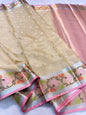 Off White  Tissue Kota Pathni Border Premium Banarasi Saree