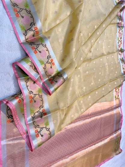 Gold Tissue Kota Pathni Border Premium Banarasi Saree
