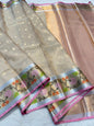 Beige Tissue Kota Pathni Border Premium Banarasi Saree