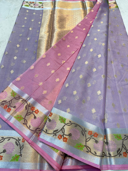 Lovender Tissue Kota Pathni Border Premium Banarasi Saree