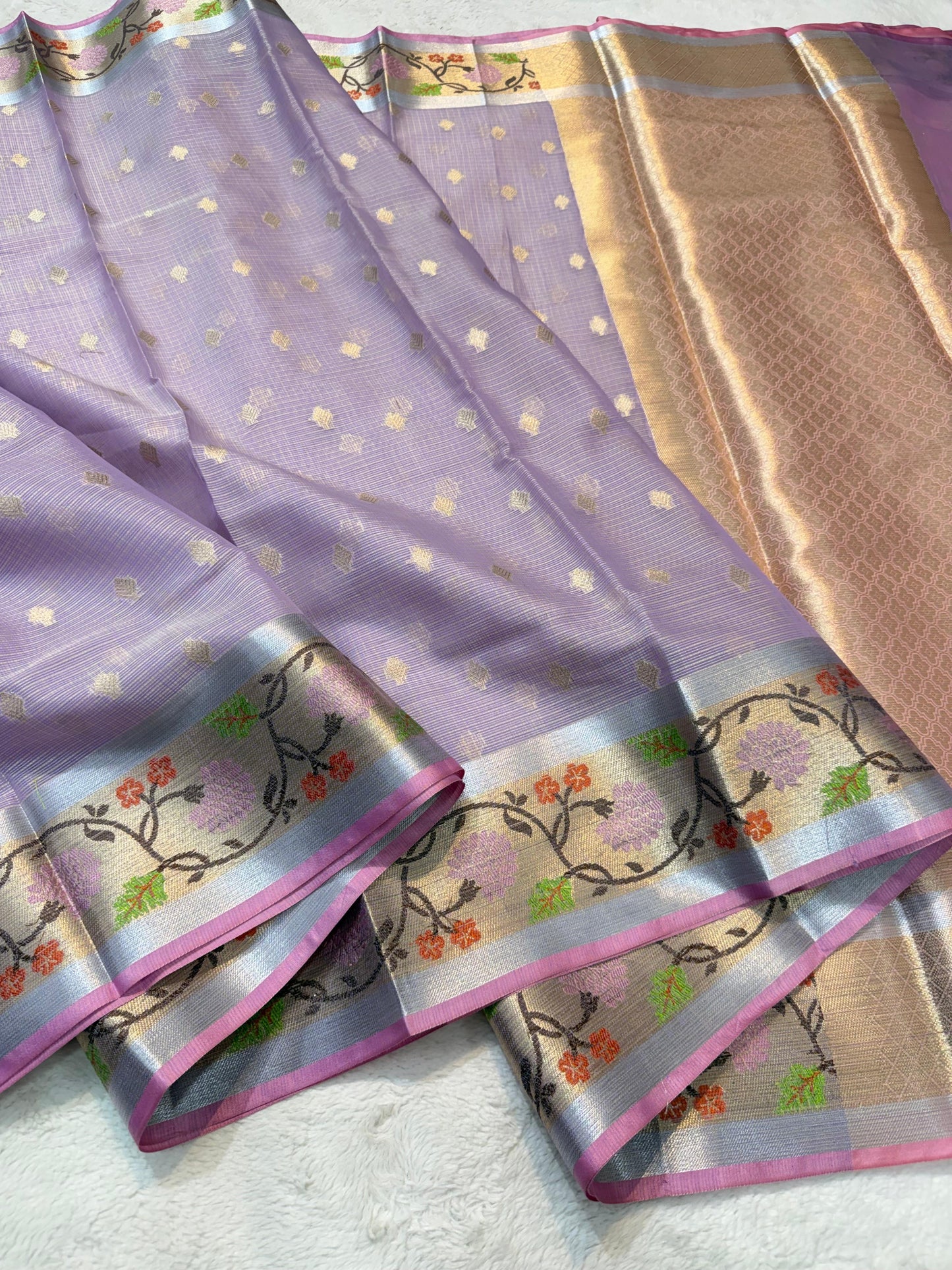 Lovender Tissue Kota Pathni Border Premium Banarasi Saree