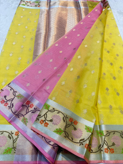 Gold Tissue Kota Pathni Border Premium Banarasi Saree