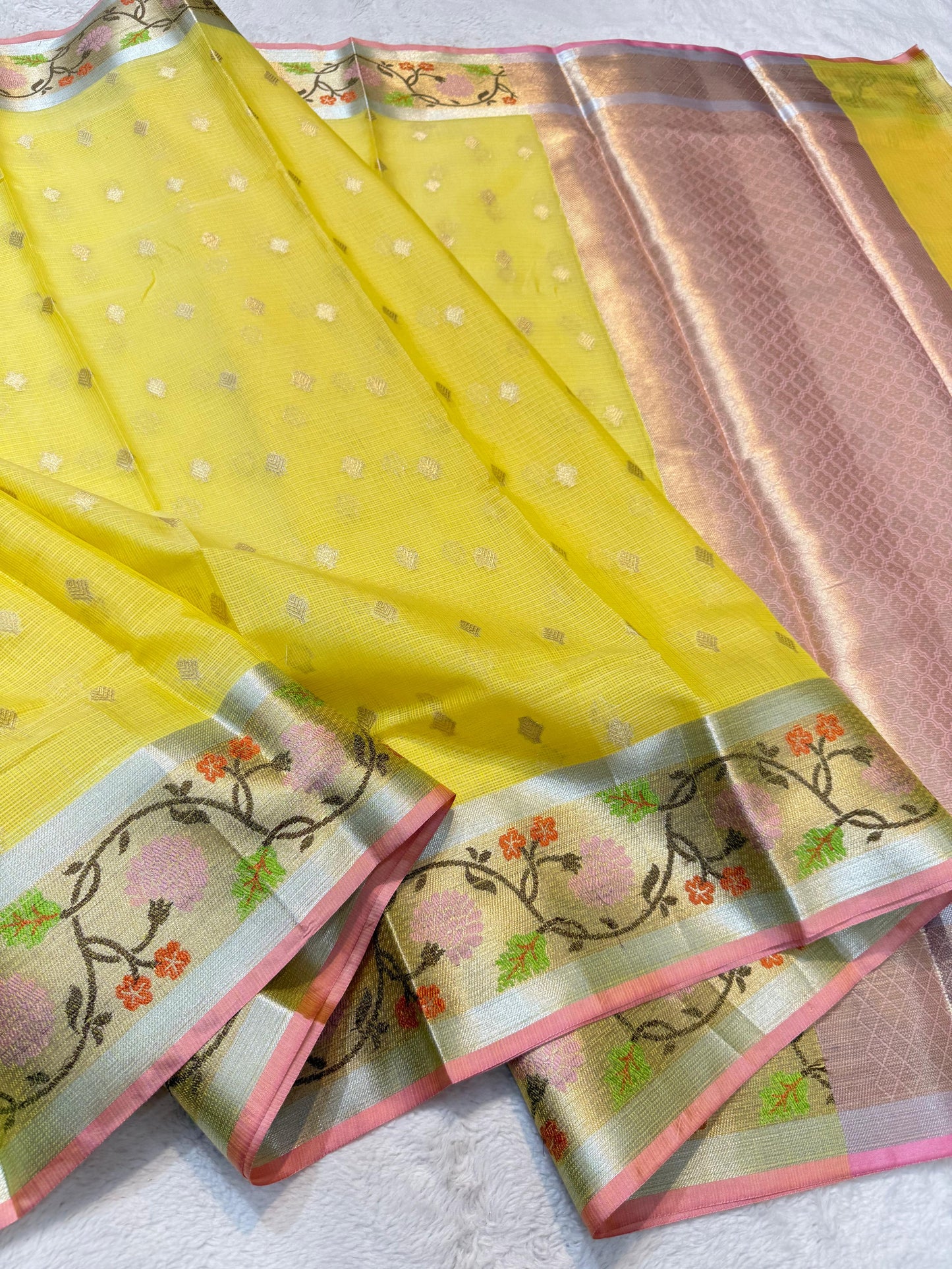 Gold Tissue Kota Pathni Border Premium Banarasi Saree
