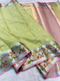 Pista Green Tissue Kota Pathni Border Premium Banarasi Saree
