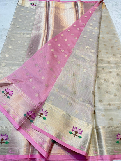 Off White Tissue Kota Pathni Border Premium Banarasi Saree