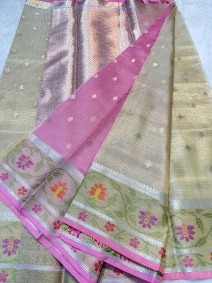 Gold Tissue Kota Pathni Border Premium Banarasi Saree