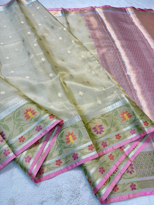 Gold Tissue Kota Pathni Border Premium Banarasi Saree