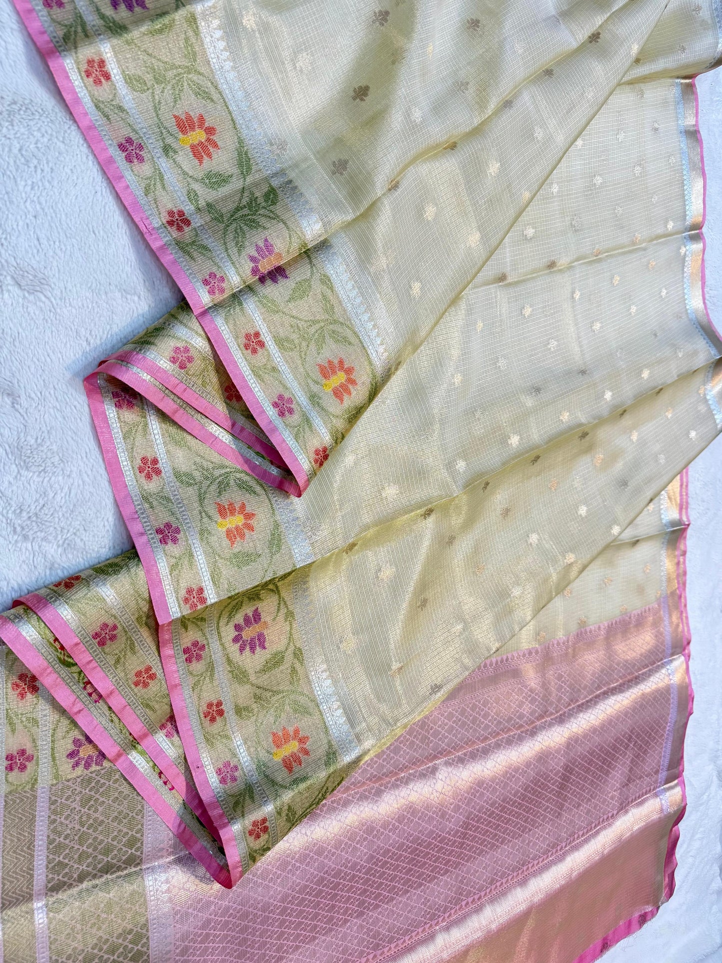 Gold Tissue Kota Pathni Border Premium Banarasi Saree