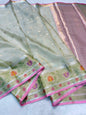 Pista Green Tissue Kota Pathni Border Premium Banarasi Saree