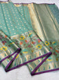 Sea Green Cotton Kota Pathni Border Premium Banarasi Saree