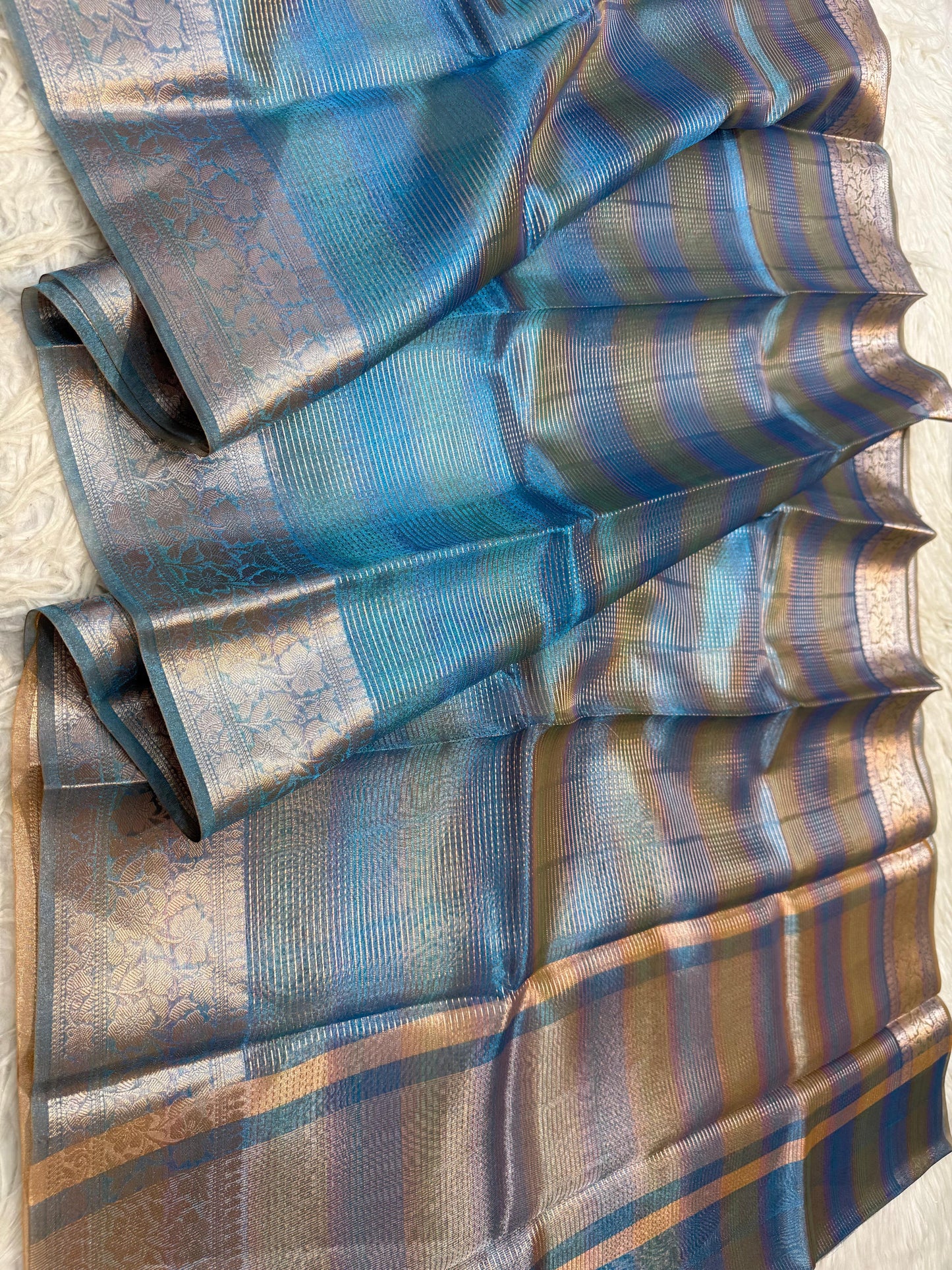Blue Tissue Multi Saree