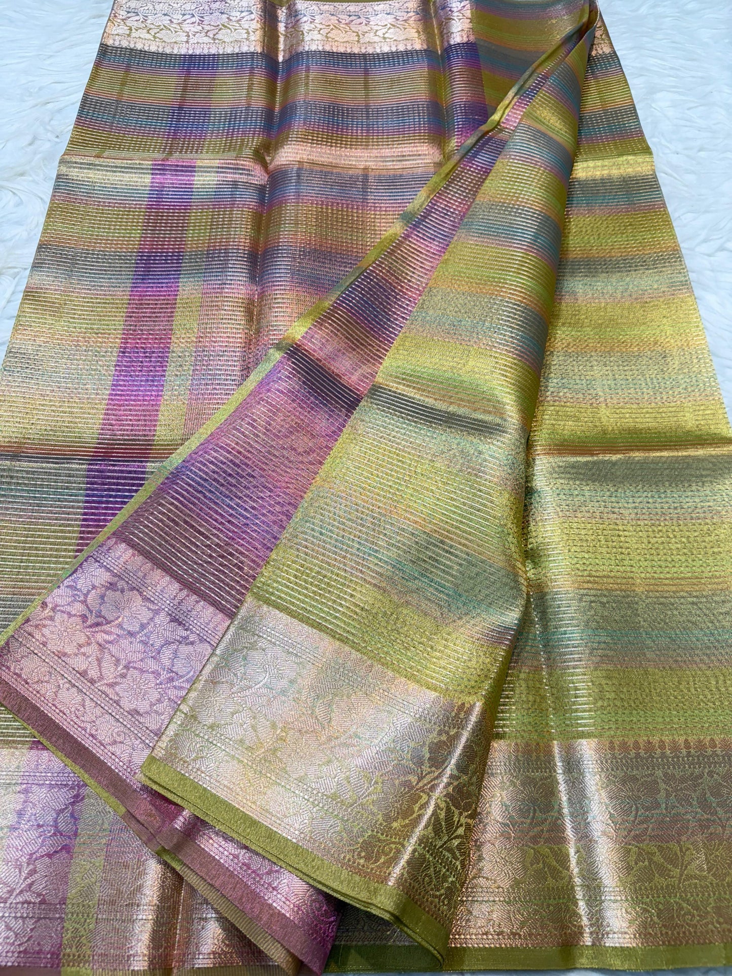 Gold Tissue Multi Saree