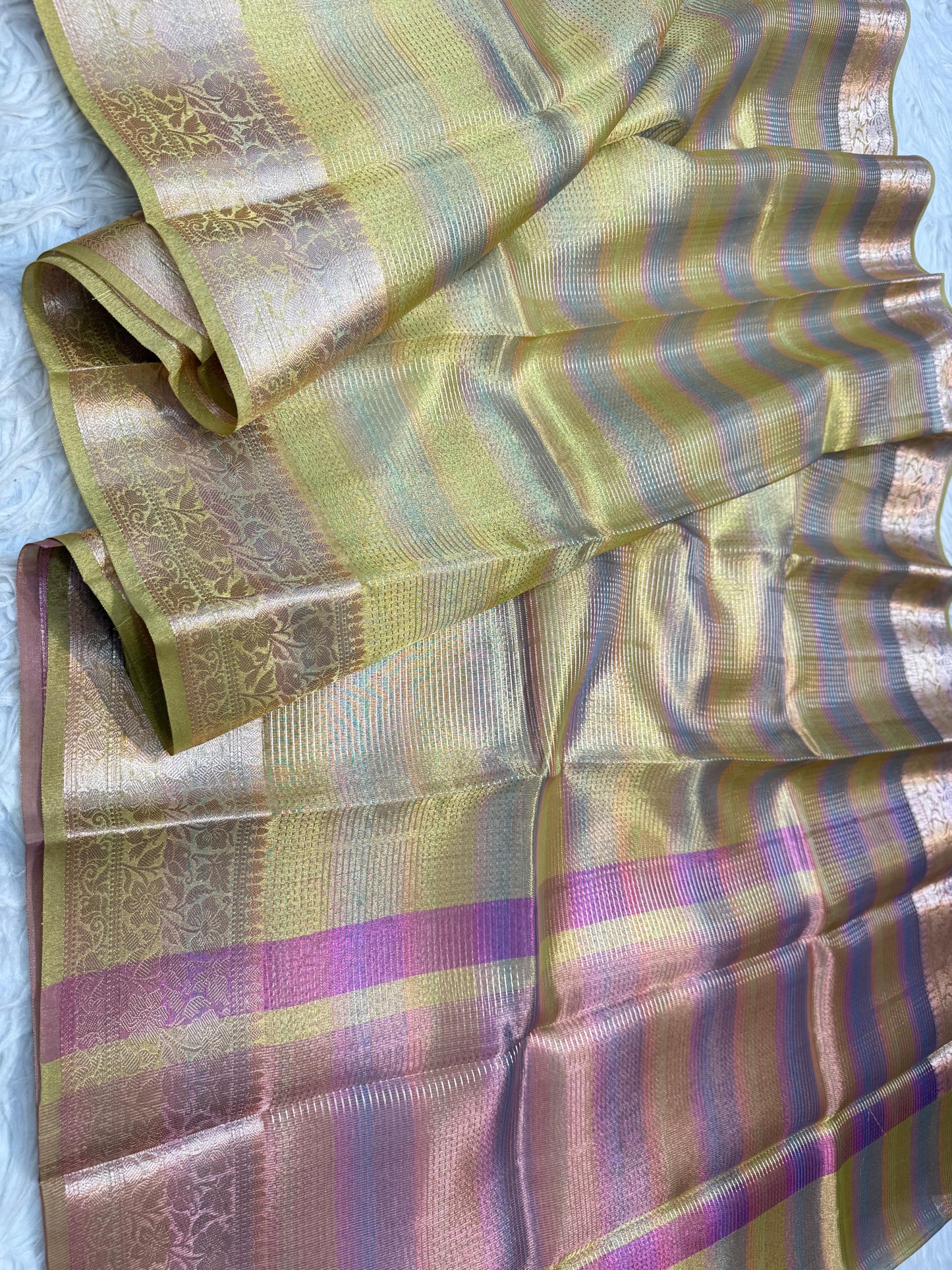 Gold Tissue Multi Saree