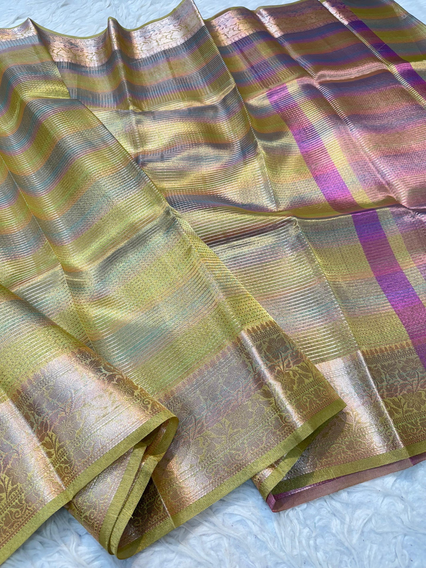 Gold Tissue Multi Saree