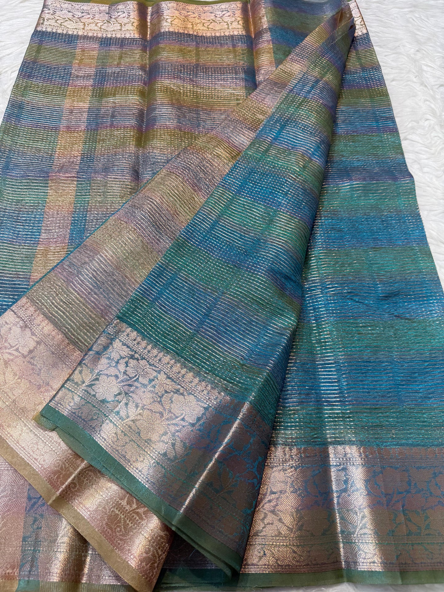 Blue Tissue Multi Saree