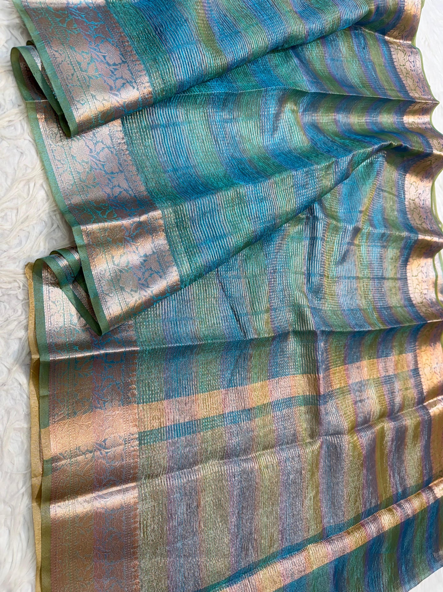 Blue Tissue Multi Saree