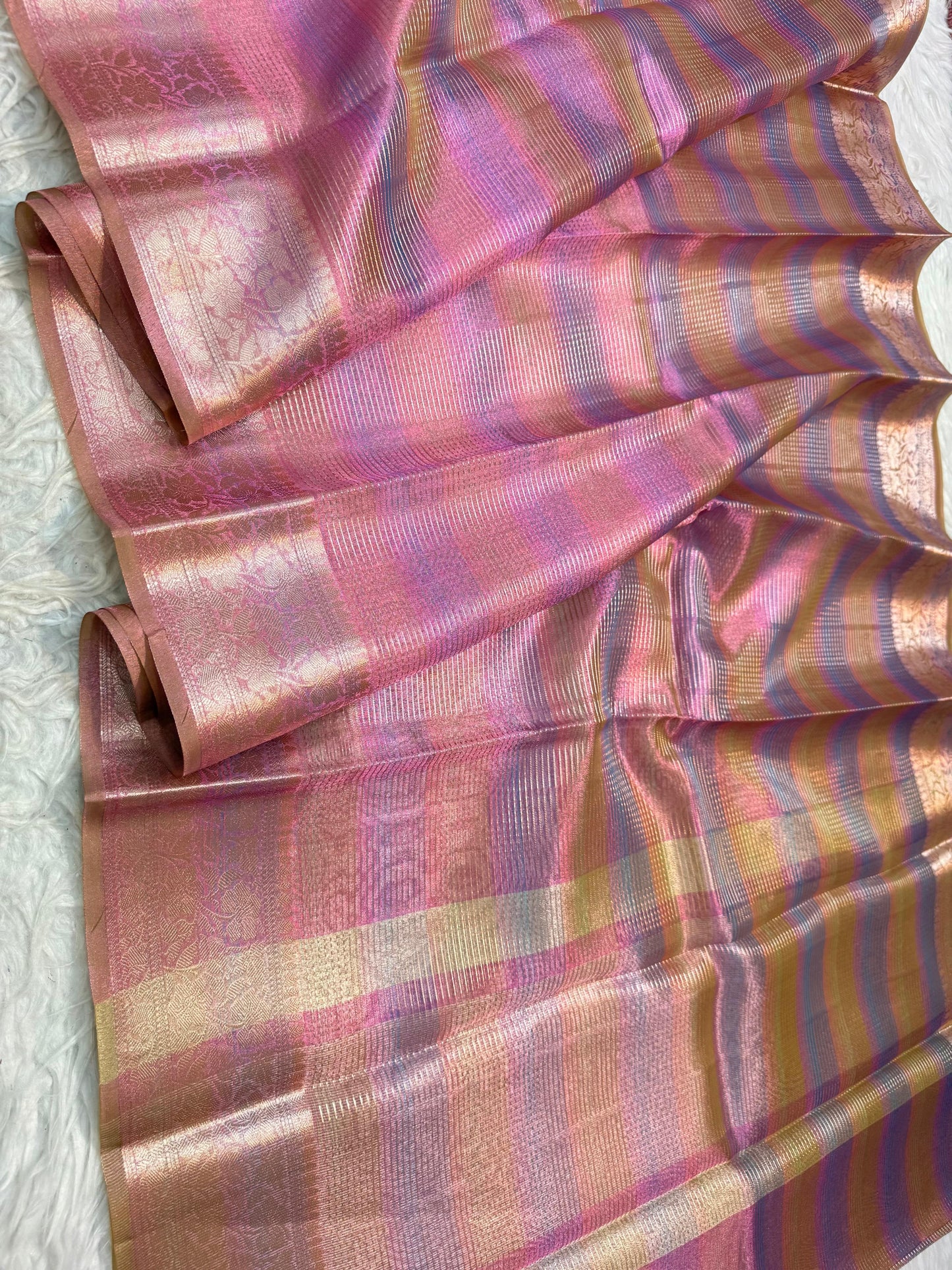 Pink Tissue Multi Saree