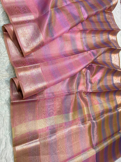 Pink Tissue Multi Saree