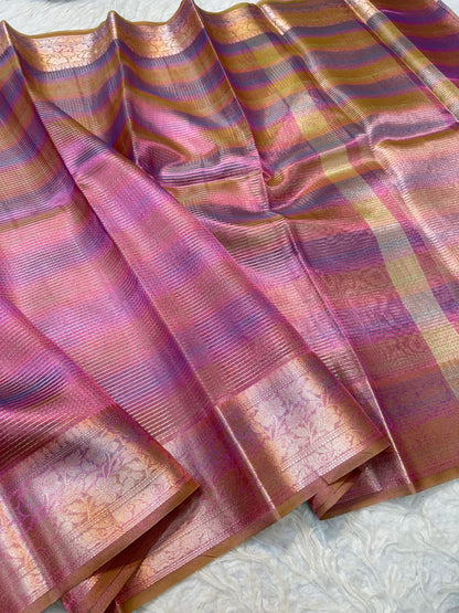 Pink Tissue Multi Saree