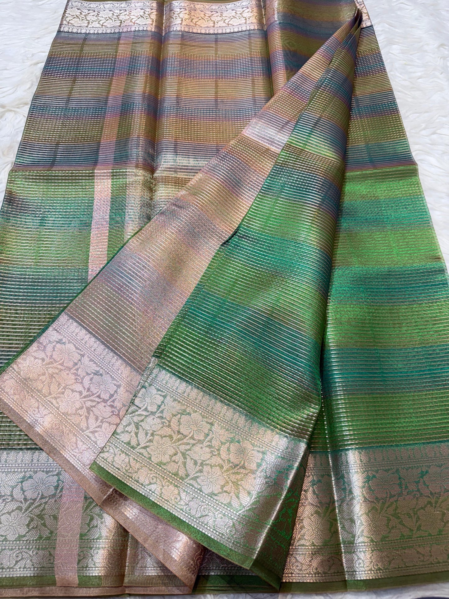 Green Tissue Multi Saree