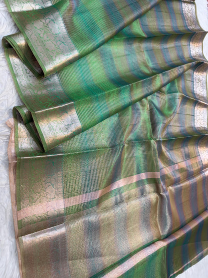 Green Tissue Multi Saree