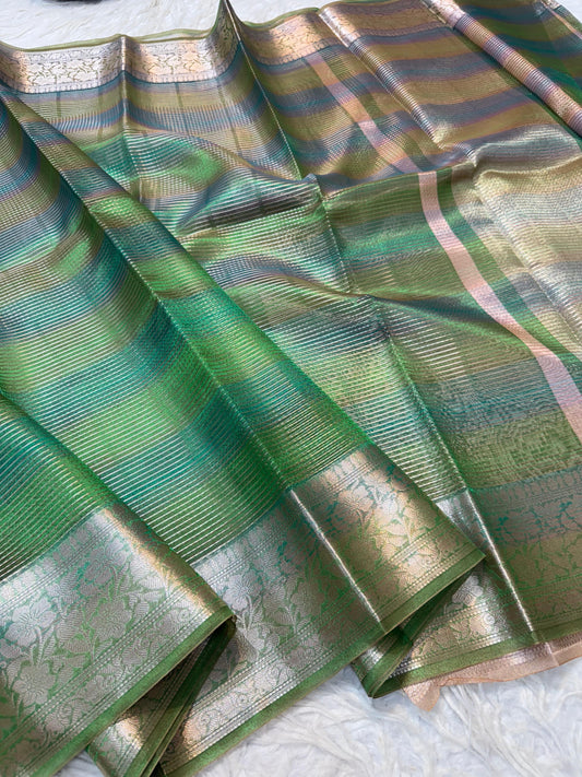 Green Tissue Multi Saree