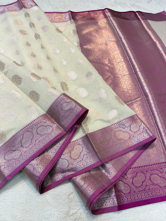 Green Magenta Shade Cotton Silk Premium Banarasi Saree