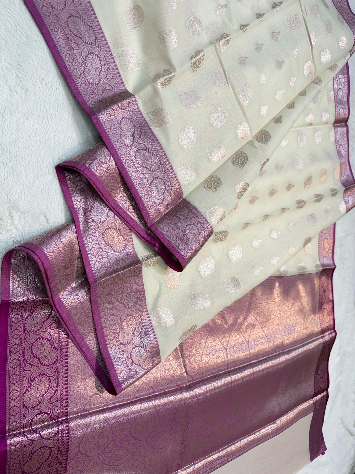 Green Magenta Shade Cotton Silk Premium Banarasi Saree