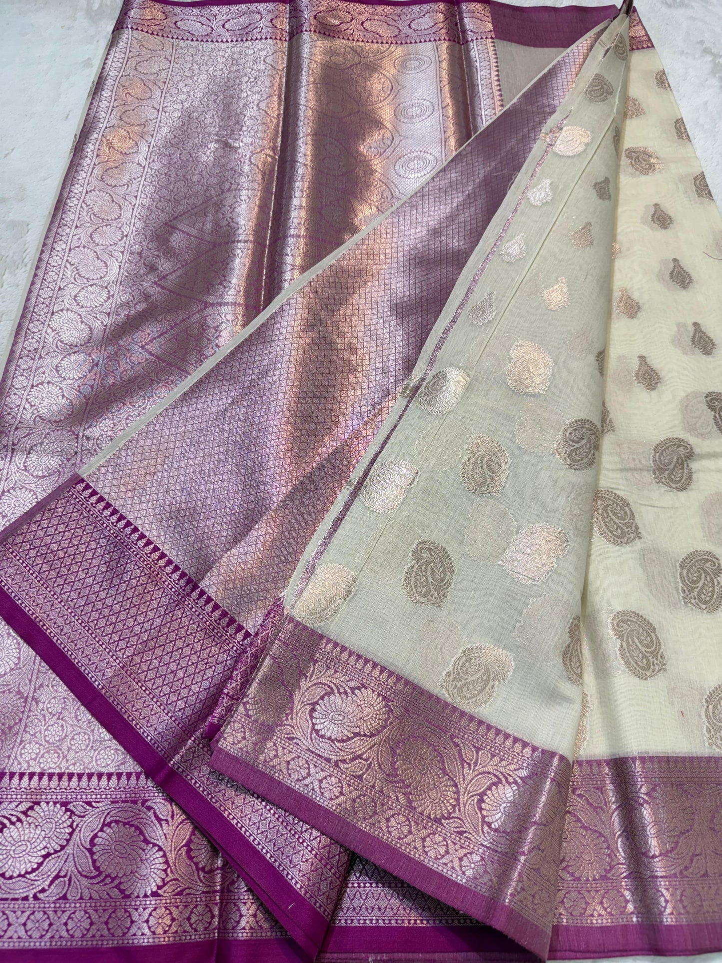 Green Magenta Shade Cotton Silk Premium Banarasi Saree