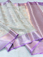Cream  Lovender Shade Cotton Silk Premium Banarasi Saree