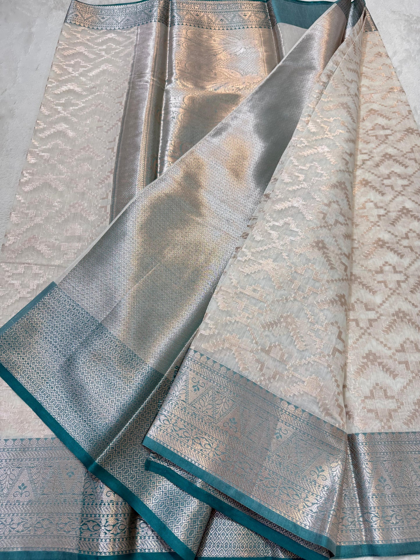 Rama Green Cotton Silk Premium Banarasi Saree