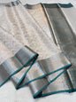 Rama Green Cotton Silk Premium Banarasi Saree