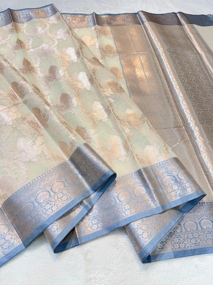 Gray Cotton Silk Premium Banarasi Saree