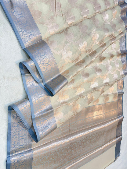 Gray Cotton Silk Premium Banarasi Saree