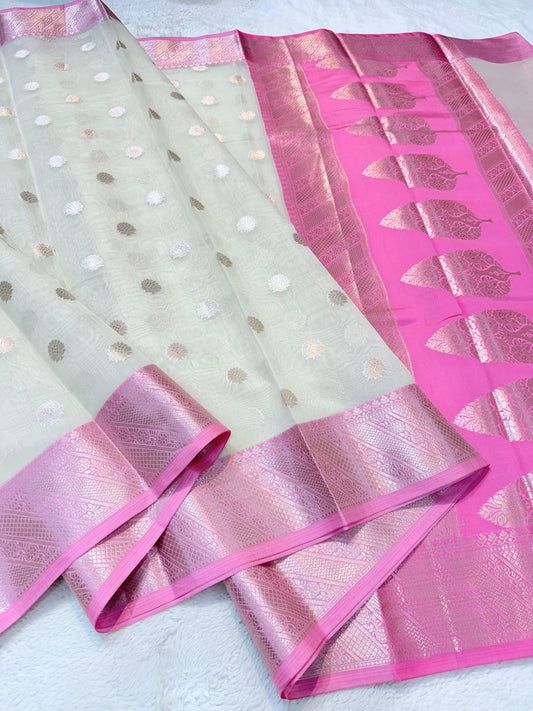 Pink Cotton Silk Premium Banarasi Saree