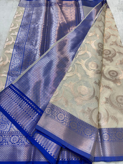 Ananda Blue  Cotton Silk Premium Banarasi Saree