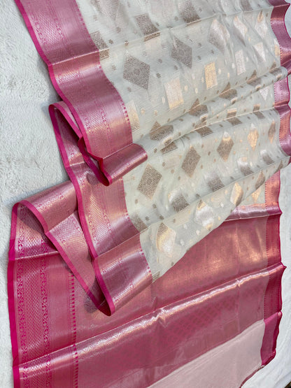 Pink Cotton Silk Premium Banarasi Saree