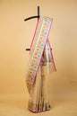 Beige Cotton Kota Paithani Border Premium Banarasi Saree