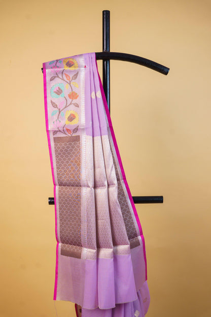 Lovender Cotton Kota Paithani Border Premium Banarasi Saree
