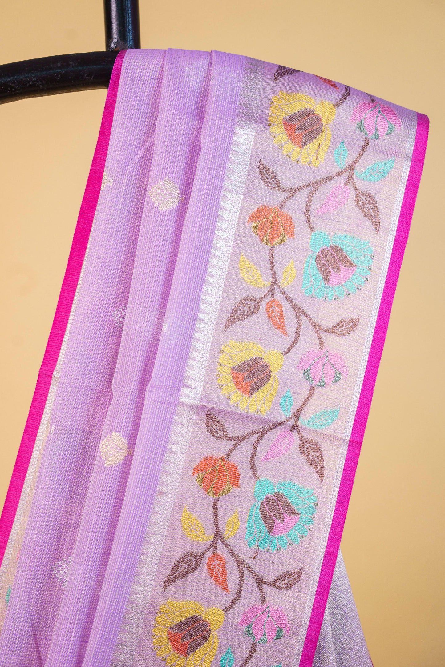 Lovender Cotton Kota Paithani Border Premium Banarasi Saree