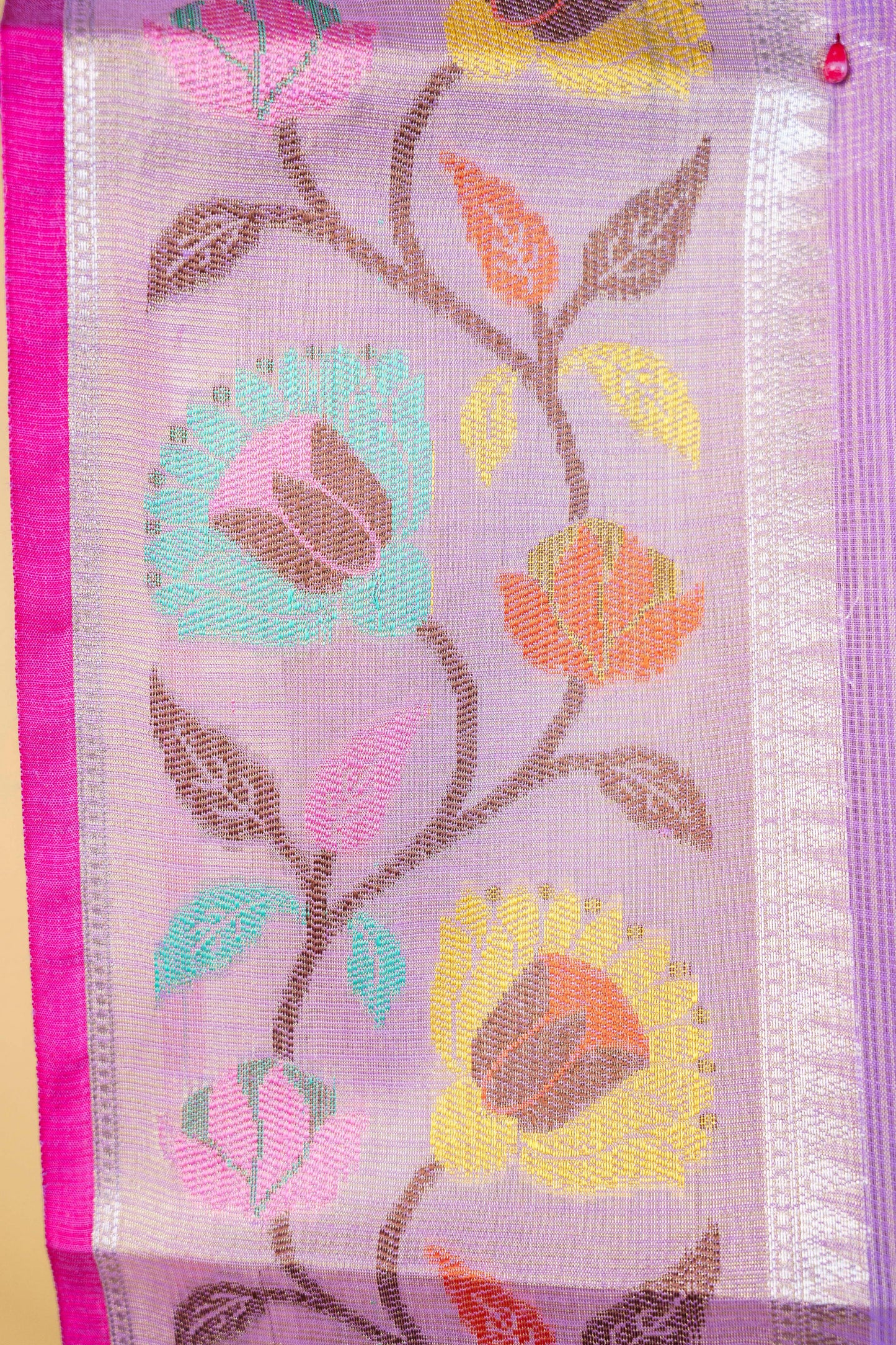 Lovender Cotton Kota Paithani Border Premium Banarasi Saree