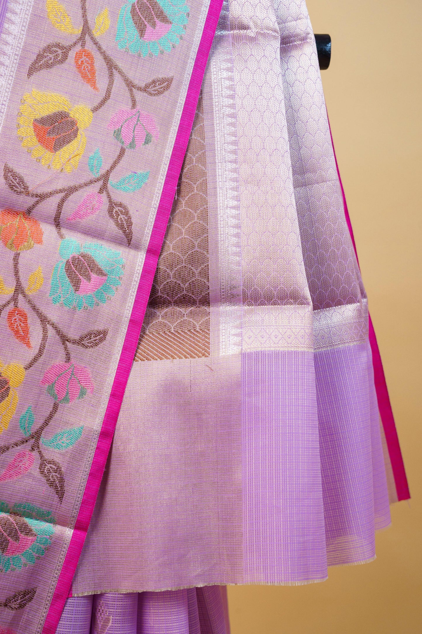 Lovender Cotton Kota Paithani Border Premium Banarasi Saree