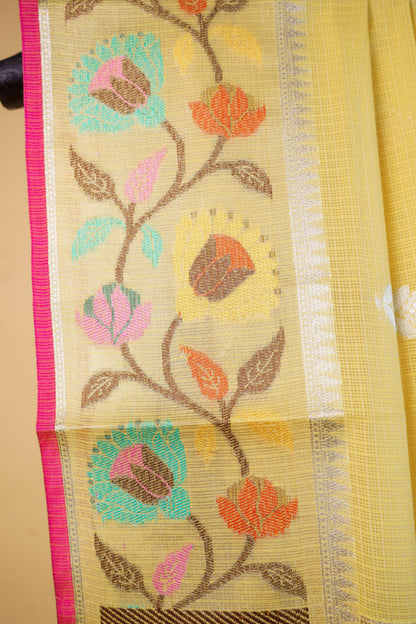 Gold Cotton Kota Paithani Border Premium Banarasi Saree