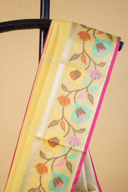 Gold Cotton Kota Paithani Border Premium Banarasi Saree