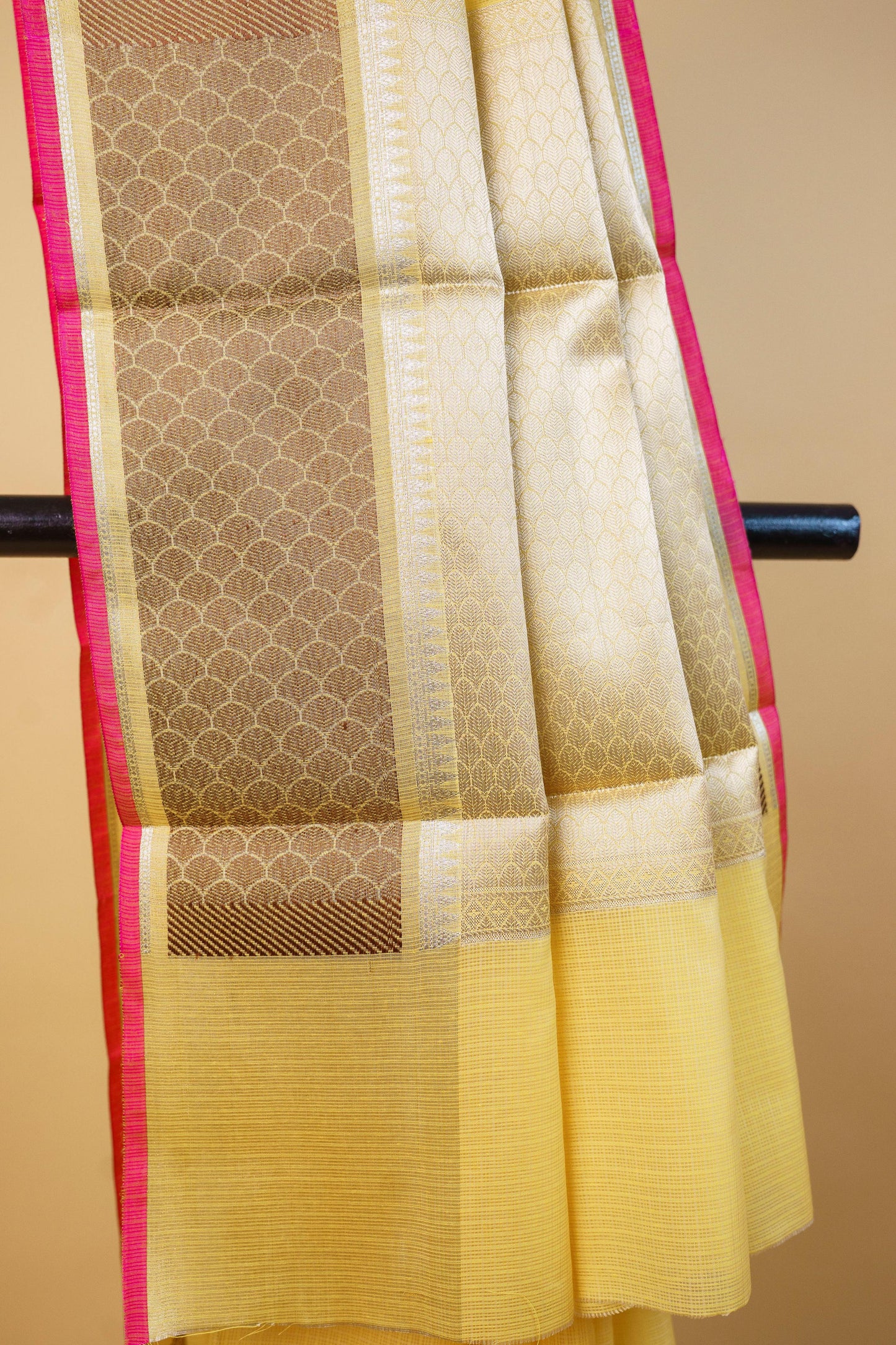 Gold Cotton Kota Paithani Border Premium Banarasi Saree